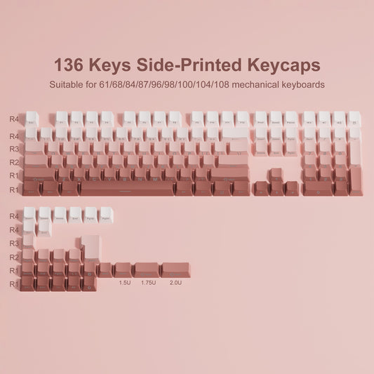 Gradient Shine Through PBT Keycaps - 136 Keys - Pink