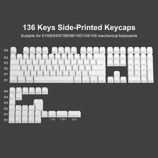 Gradient Shine Through PBT Keycaps - 136 Keys - White