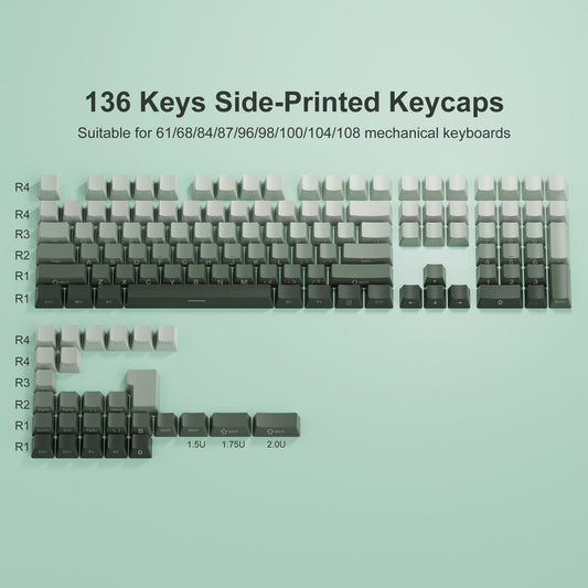 Gradient Shine Through PBT Keycaps - 136 Keys - Green
