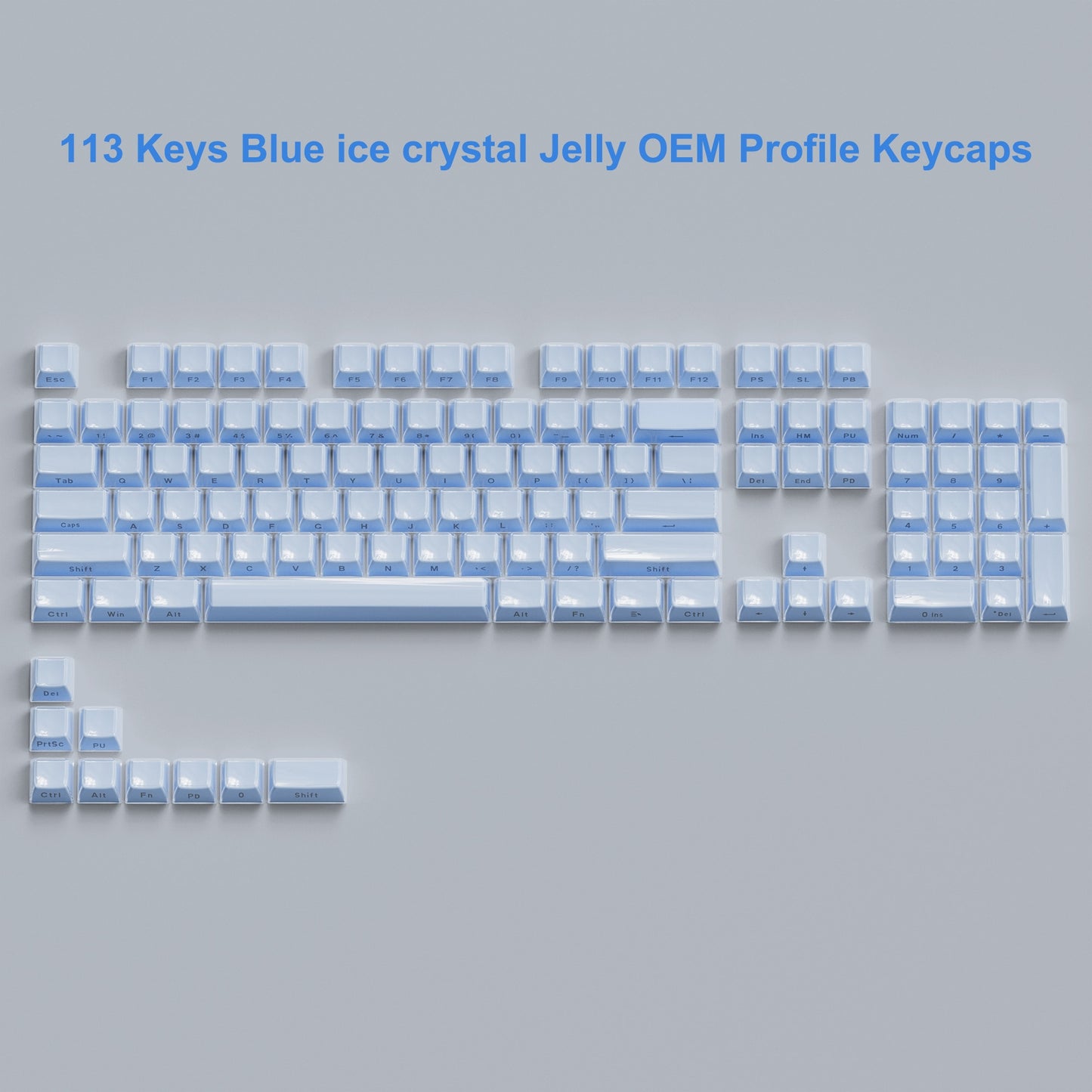 Jelly ABS Keycaps - 113 Keys - Blue